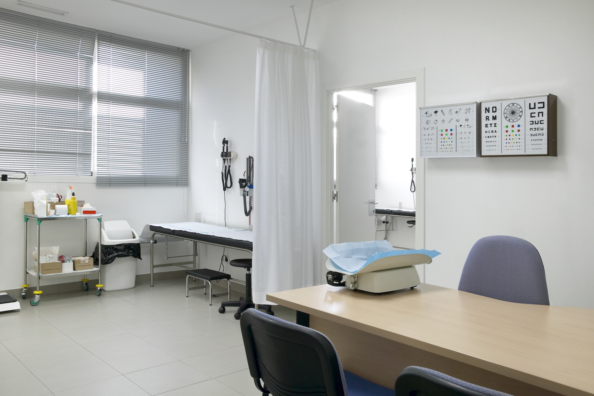 Hospital doctor consulting room. Healthcare equipment. Medical treatment. Office